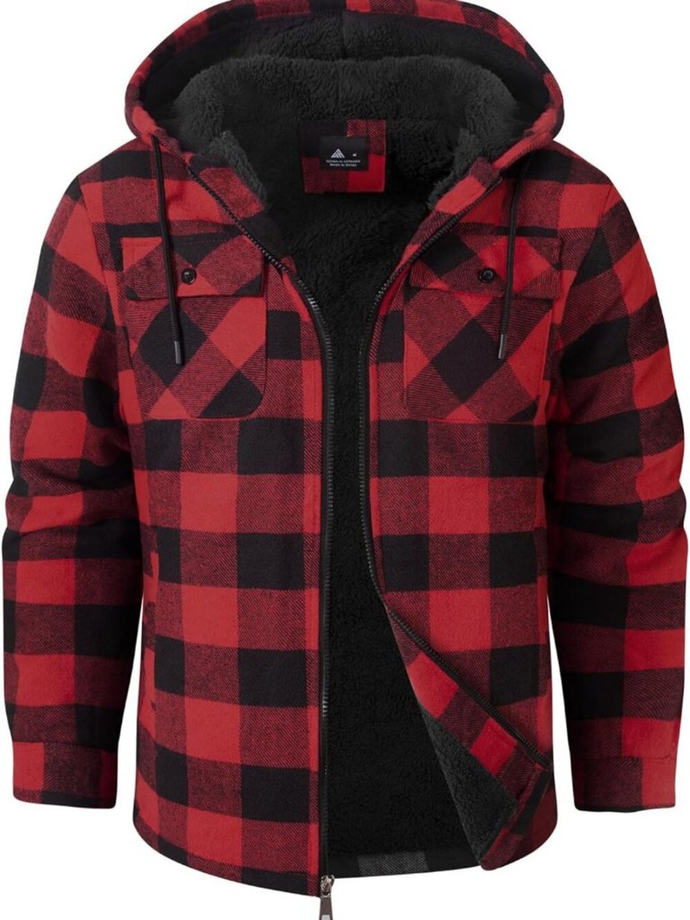 Men's Sherpa Lined Flannel Jacket | Cozy Plaid Fleece Zip-Up Hoodie Coat